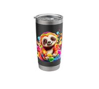 Cute Rainbow Sloth Colorful Bubbles Whimsical Animal Design Stainless Steel Insulated Tumbler