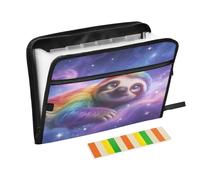 Cute Rainbow Sloth Pastel 13 Pocket Expanding File Folder with Labels A4 Document Organizer with Zipper