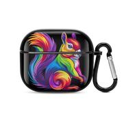 Cute Rainbow Squirrel Bluetooth Headset Cover Hard Shell Earbuds Case Protective Cover Compatible with Airpods 3