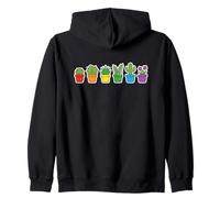 Cute Rainbow Succulent Doodle Graphic Kawaii Plant Colorful Zip Hoodie