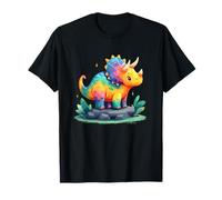 Cute Rainbow Triceratops Dinosaur Kids Lovers T-Shirt