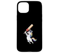 Cute Rainbow Unicorn Playing Cricket Hero Character Case for iPhone 15 Plus