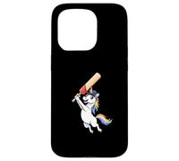 Cute Rainbow Unicorn Playing Cricket Hero Character Case for iPhone 15 Pro