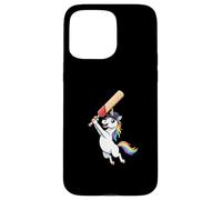Cute Rainbow Unicorn Playing Cricket Hero Character Case for iPhone 15 Pro Max