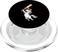 Cute Rainbow Unicorn Playing Cricket Hero Character PopSockets PopGrip for MagSafe