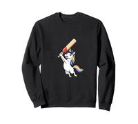 Cute Rainbow Unicorn Playing Cricket Hero Character Sweatshirt