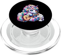 Cute Rainbow Unicorn Playing Guitar On Clouds Kawaii Music PopSockets PopGrip for MagSafe