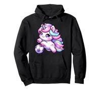 Cute Rainbow Unicorn Playing Soccer Kawaii Pastel Pullover Hoodie