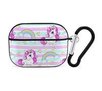 Cute Rainbow Unicorn Print Case Cover for AirPods Pro Case 2nd/1st Generation with Key Chain Full Protective Durable Shockproof Wireless Headphone Case PC Hard
