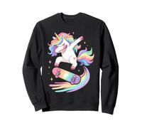 Cute Rainbow Unicorn Skateboard Dabbing Skateboarding Sweatshirt