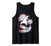 Cute Rainbow Unicorn Skateboard Dabbing Skateboarding Tank Top