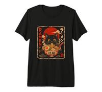 Cute Ramen Cat with Noodles and Chopsticks Premium T-Shirt