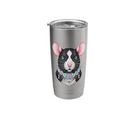Cute Rat Pet Rodent Floral Bones Chain Artwork Stainless Steel Insulated Tumbler