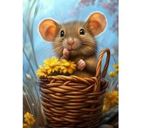 Cute Rat Stamped Cross Stitch Kits for Beginners Adults - Preprinted 11CT Easy Pattern Needlepoint Kits, Arts and Crafts for Home Decor (11.8x15.7inch) 716