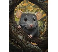 Cute Rat Stamped Cross Stitch Kits for Beginners Adults - Preprinted 11CT Easy Pattern Needlepoint Kits, Arts and Crafts for Home Decor (11.8x15.7inch) A900