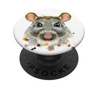 Cute Rat Watercolor Mouse Pet Gift on White PopSockets Grip and Stand for Phones and Tablets