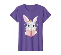 Cute Reading Bunny Rabbit With Glasses Boy Girl Easter Bunny T-Shirt
