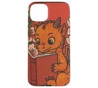 Cute Reading Dragon Fantasy Bookish Teacher Librarian Vibes Case for iPhone 15 Plus
