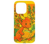 Cute Reading Dragon Fantasy Bookish Teacher Librarian Vibes Case for iPhone 15 Pro
