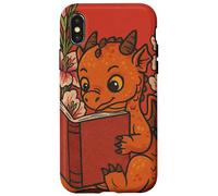 Cute Reading Dragon Fantasy Bookish Teacher Librarian Vibes Case for iPhone X/XS