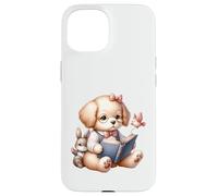 Cute Reading Puppy Fun and Whimsical Case for iPhone 15