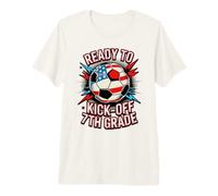 Cute Ready KICK Off 7TH Grade Soccer First Day Teacher 250 Premium T-Shirt