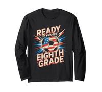 Cute Ready KICK Off Eighth Grade Soccer Teacher Game On Kids Long Sleeve T-Shirt