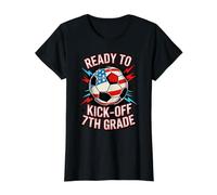 Cute Ready to KICK Off 7TH Grade Soccer First Day 250 Years Value Graphic T-Shirt, Women, Black, XS