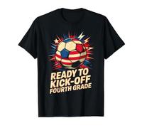 Cute Ready to KICK-Off Fourth Grade Crush Soccer 250 Years Value Graphic T-Shirt, Men, Black, S