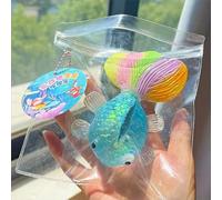 Cute Realistic Goldfish Slow Rising Squeeze Toy, Soft Maltose Interior Handheld Squishy Fidget Toy Portable Anxiety Relief Decompression Toy-Blue