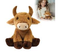Cute Realistic Plush Cows, Cute Soft Stuffed Animals Soft Cuddle Highland Cattle Gift, Emotional Support Cow Plush Toy Gifts for Stress & Anxiety Support for Baby, Adult, Room Decor (Brown, 22cm)