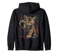 Cute Rebel Cat Rock'n Roll Punk Kitten Grunge Goth Alt Zip Hoodie