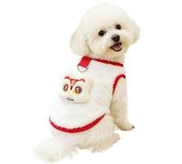 Cute Red and White Plush Pet Apparel with Fun Patterns, Ideal for Festive Photo Sessions, Suitable for Small Cats and Puppies (White,X-Large)