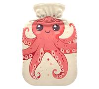 Cute Red Animal sea Cute hot Water Bottle with Soft Cover, 1L Warm Water Bottle for Bed for Period Cramps, Period Cramps, Bolsa de agua Caliente para el Dolor