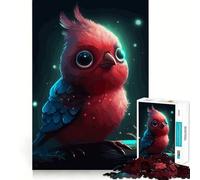 Cute Red Bird with Big Eyes 1000 Piece Jigsaw Puzzles for Teenagers Logic Game Accurate Edge Hard Challenge Night Play (50x75cm)