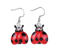 Cute Red Black Ladybug Dangle Hook Cartoon Earrings for Women Statement Resin Lightweight Funny Beetle Creative Ladybird Bugs Insect Drop Earring Handmade Fashion Jewelry Gifts for Daughter