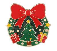 Cute Red Bow Christmas Tree Wreath Brooch Badge Pin for Women Men Creative Enamel Lapel Pins Holiday Stocking Stuffers Gifts Xmas Party Decoration Ornament Clothes Backpack Jacket Bags Hats Jewelry