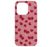 Cute Red Cherries, Pastel Rose Pink Pattern Case for iPhone 15 Pro