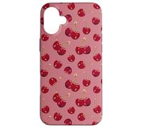 Cute Red Cherries, Pastel Rose Pink Pattern Case for iPhone 16 Plus