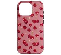 Cute Red Cherries, Pastel Rose Pink Pattern Case for iPhone 16 Pro