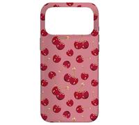 Cute Red Cherries, Pastel Rose Pink Pattern Case for iPhone 17 Pro Max