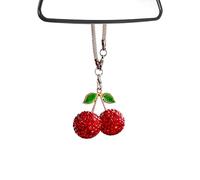 Cute Red Cherry Car Hanging Ornament, Bling Crystal Car Rearview Mirror Pendant, Sparkly Diamond Rhinestone hanging Charm, Auto Interior Accessories Home Decor Gift for Girl Women Friends Family