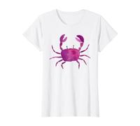 Cute Red Crab Artwork Summer Lovers Beach Vacation Outfit Value Graphic T-Shirt, Women, White, L