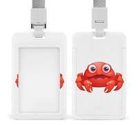 Cute Red Crab Badge Holder Vertical Id Card Holder with Lanyard Heavy Duty Name Tag Holders Waterproof Work Badge Holder for Office Cruise Teacher Cute Badge Protector