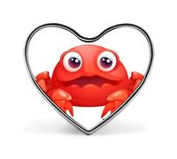Cute Red Crab Badges Heart with Button Design, Personalized Picture Pin Brooches, Heart Badge Holders for Decorate Hat Shirt Clothing Bag Accessories