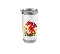 Cute Red Dragon and Daffodils Stainless Steel Insulated Tumbler
