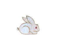 Cute Red-Eyed Jade Rabbit Mother Shell White Rabbit Suit Brooch Female Birth Year Zodiac Pin Accessories