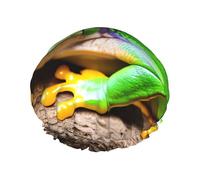 Cute Red Eyes Tree Frogs Print Elastic And Reusable Hair Bath Caps Double Waterproof Layers Bathing Hat