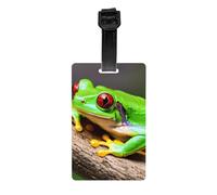 Cute Red Eyes Tree Frogs Print Luggage Tags Suitcases Waterproof Labels Set for Daily Use Cruise Ships Air Travel