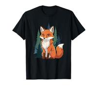 Cute Red Fox in Enchanted Pine Forest Scene T-Shirt